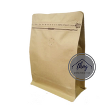 Load image into Gallery viewer, Side Seal Gusset Bag Pull Tab Zip Lock Kraft w/ Coffee Valve