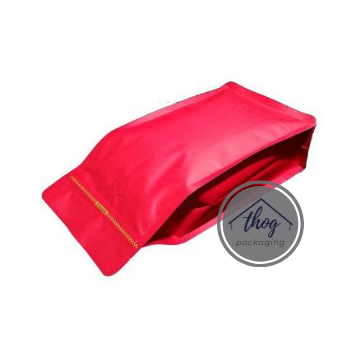 Side Seal Gusset Bag Matte Red w/ Zip Lock w/ Coffee Valve