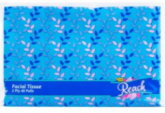 Reach Facial Tissue 2 Ply ( 40 Pulls)