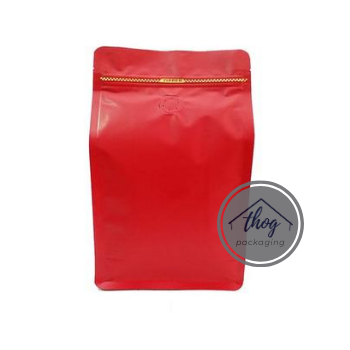 Side Seal Gusset Bag Matte Red w/ Zip Lock w/ Coffee Valve
