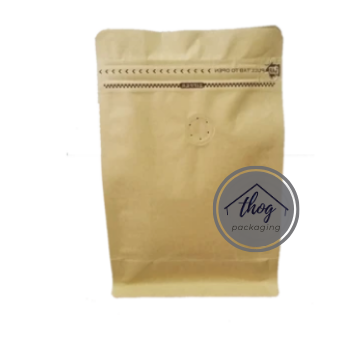Side Seal Gusset Bag Pull Tab Zip Lock Kraft w/ Coffee Valve