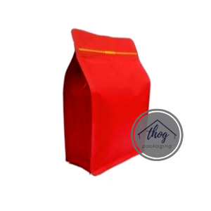 Side Seal Gusset Bag Matte Red w/ Zip Lock w/ Coffee Valve