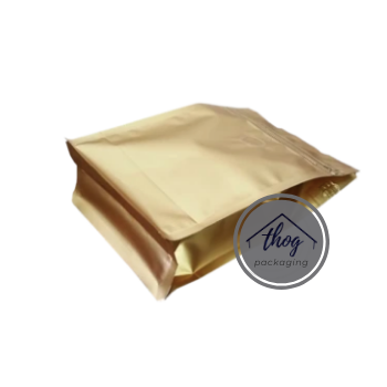 Side Seal Gusset Bag Pull Tab Zip Lock Gold w/ Coffee Valve
